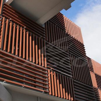 Corten Honeycomb Motorized Louvers