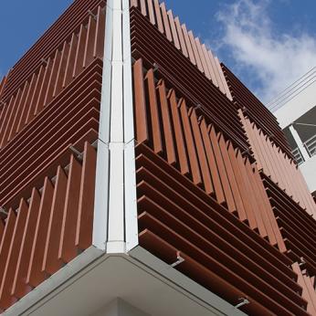 Corten Honeycomb Motorized Louvers