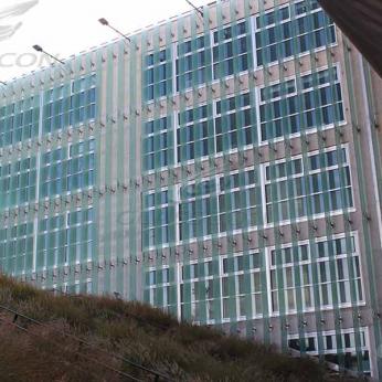 Building Envelope with Glazed Solar Louvers & Inox Mesh