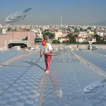 Επικάλυψη αίθριου με μεμβράνη etfe συνεχούς παροχής αέρα