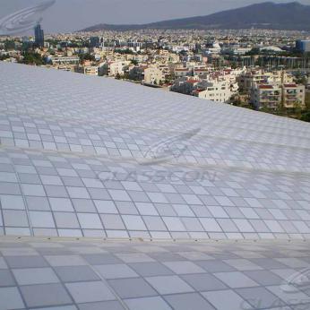 Επικάλυψη αίθριου με μεμβράνη etfe συνεχούς παροχής αέρα